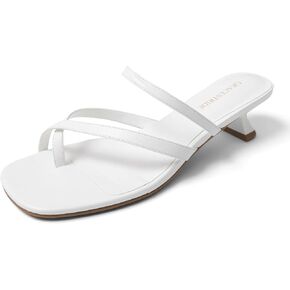 Heeled Sandals for Women Kitten Heel Square Toe Flip Flops Heels Strappy Design Fashion Sandals for Party & Casual in Kuwait