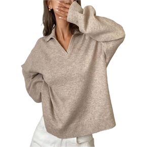 سترات Verdusa النسائية المريحة ذات المال القديم بلوفرات الخريف المحبوكة بياقة علوية كاجوال أنيقة in Kuwait