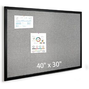 لوحة إعلانات مقاس 40 × 30 بوصة، لوحة فلين للجدران، لوحات إعلانات بإطار خشبي مع قماش رمادي، لوحة فلين مثبتة على الحائط لديكور المنزل والمدرسة والمكتب in Kuwait