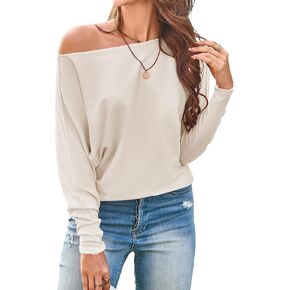 Cakulo Womens Off The Shoulder Sweater Batwing Long Sleeve Casual Knit Tops 2026 Lightweight Pullover Sweaters in Kuwait
