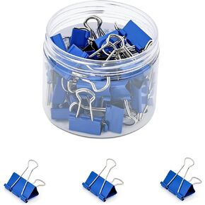 Temiary 12 Pcs Binder Clips, 2 Inch Large Metal Binder Paper Clip with Container, Blue Paper Clamps Bulk for Office, Home, School Supplies in Kuwait