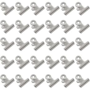 30 Pcs Bulldog Clips, 0.86" Hinge Paper Clips Metal Hinge Clips Hinge Binder Clips(Silver) in Kuwait