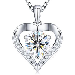 Gorgeous Moissanite Necklaces for Women - Valentine's Day Gifts for Wife Girlfriend, 925 Sterling Silver 1-3CT Moissanite Pendant Jewelry, Wedding Anniversary Birthday Christmas for Mom in Kuwait