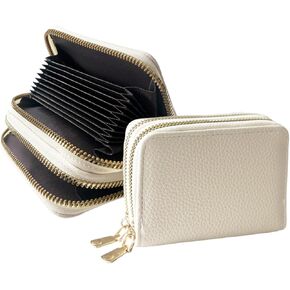 HomeImpel Credit Card Holder Wallet, Leather Zipper Card Case, Compact Wallet for Women, RFID Protection (Dark Pink) in Kuwait