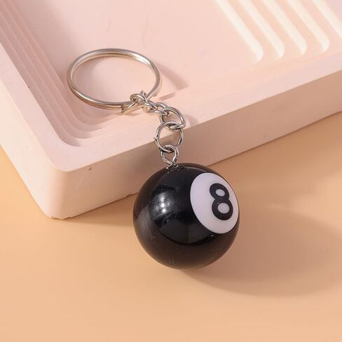Black Creative Number Eight Billiard Key Chain, Pendant Car Key Ring Accessories, Keyrings Pendant Decorative Small Creative Key Chai in Saudi Arabia