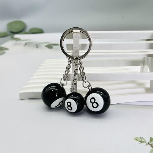 Black Creative Number Eight Billiard Key Chain, Pendant Car Key Ring Accessories, Keyrings Pendant Decorative Small Creative Key Chai in Saudi Arabia