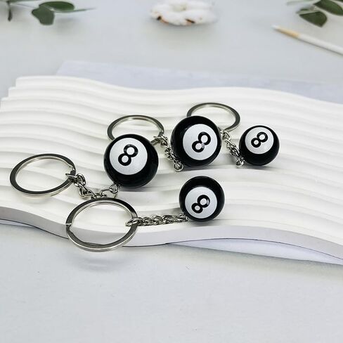 Black Creative Number Eight Billiard Key Chain, Pendant Car Key Ring Accessories, Keyrings Pendant Decorative Small Creative Key Chai in Saudi Arabia