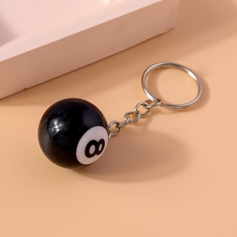 Black Creative Number Eight Billiard Key Chain, Pendant Car Key Ring Accessories, Keyrings Pendant Decorative Small Creative Key Chai in Saudi Arabia
