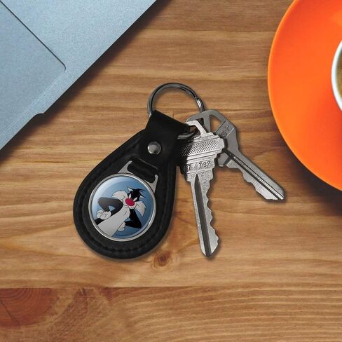 GRAPHICS & MORE Black Leather Looney Tunes Sylvester Keychain in Saudi Arabia