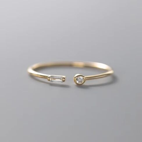 Minimalist 925 Sterling Silver Open Adjustable Ring with Cubic Zirconia for Women Party Casual Daily Accessory(Gift Box) in Saudi Arabia