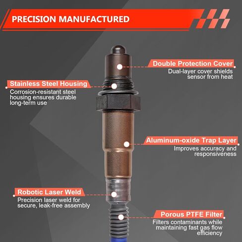 استبدال مستشعر الأكسجين لـ 17321، مستشعر O2 المنبع، 6 أسلاك ساخنة، استبدال OEM مناسب مباشرة لفورد F-150/Explorer/Expedition/Transit 150 250 350/Taurus/Mustang، Lincoln Navigator/MKC/MKS/MKT in Kuwait