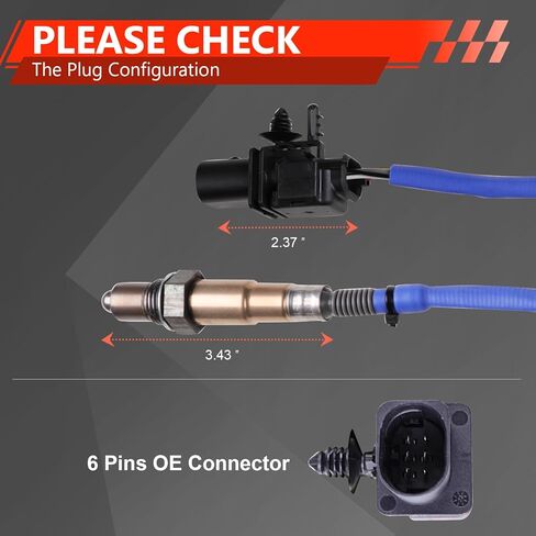 استبدال مستشعر الأكسجين لـ 17321، مستشعر O2 المنبع، 6 أسلاك ساخنة، استبدال OEM مناسب مباشرة لفورد F-150/Explorer/Expedition/Transit 150 250 350/Taurus/Mustang، Lincoln Navigator/MKC/MKS/MKT in Kuwait