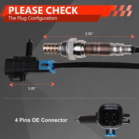 استبدال مستشعر الأكسجين لـ 234-4018، مستشعر O2 مستشعر 1، مستشعر 2، 4 أسلاك مسخنة، ملاءمة مباشرة OEM متوافق مع شيفروليه سيلفرادو سوبربان إكسبريس 1500/2500/3500 كاديلاك إسكاليد/EXT جي إم سي يوكون/XL in Kuwait