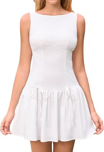 Womens Summer Mini Dress Boat Neck Elegant A Line Cocktail Graduation Short Dress for Women 2026 in Saudi Arabia