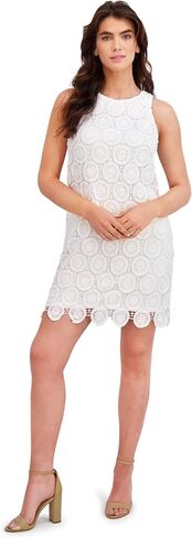 London Times Women's Elegant Floral Crochet Knee-Length Sleeveless Fitted Cocktail Party Occasion Dress in Saudi Arabia