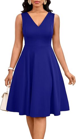 فساتين Nmoder الصيفية للنساء فستان متوسط ​​الطول كاجوال فضفاض وحفلات الكوكتيل مع جيوب in Kuwait