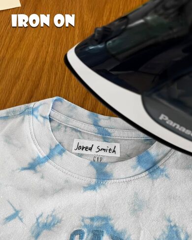 100 Pcs Iron on Fabric Labels, Writable Iron on Clothing Labels, Name Tags for Daycare, Nursing Home, Camp, School, Laundry, Organizing, Washer & Dryer Safe in Kuwait