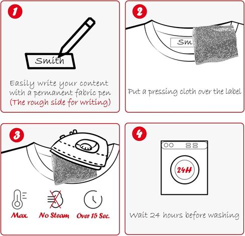 100 Pcs Iron on Fabric Labels, Writable Iron on Clothing Labels, Name Tags for Daycare, Nursing Home, Camp, School, Laundry, Organizing, Washer & Dryer Safe in Kuwait