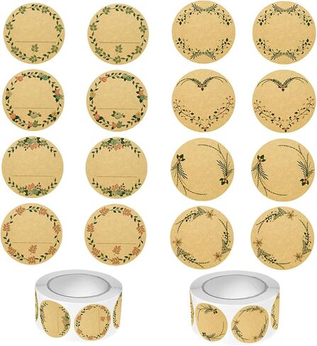 Runtoo 1000 Pcs Brown Circle Price Tag Stickers Round Blank Caning Labels for Envelope Ingredients Label Jars in Saudi Arabia
