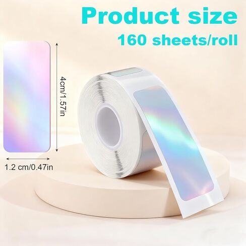 6 لفات D30 ملصقات، شريط ملصقات Phomemo D30 12 مم × 40 مم، إعادة تعبئة الملصقات الرئيسية للطباعة، 160 شريطًا/لفة صانع ملصقات صغير ذكي لإعادة التعبئة D30 للمكتب، فضي ليزر in Saudi Arabia