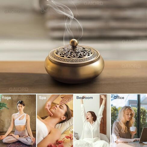 GAIORD 29 Pcs Brass Powder Incense Burner Kit, Incense Making Kit, Incense Powder with Incense Stick Holder(Stick/Cone/Coil Incense) Ash Catcher Tray As Gift for Yoga and Meditation (Glod) in Kuwait