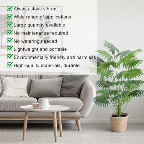 Giegxin 16 Pcs 31'' Artificial Palm Tree Plant Set 8 Tall Fake Tropical Palm Tree in Pot and 8 Woven Basket Faux Fake Plants 24 and 18 Decorative Leaves for Indoor Outdoor Front Porch Home Decor in Saudi Arabia