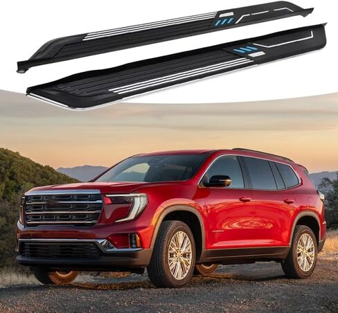 قطعتان من لوحة الجري السوداء بالكامل تناسب 2024 2025 2026 GMC Acadia Side Steps Nerf Bars (3) in Kuwait