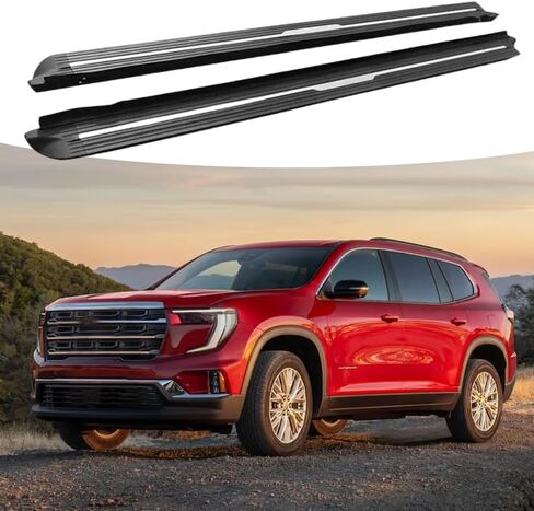 قطعتان من لوحة الجري السوداء بالكامل تناسب 2024 2025 2026 GMC Acadia Side Steps Nerf Bars (3) in Kuwait