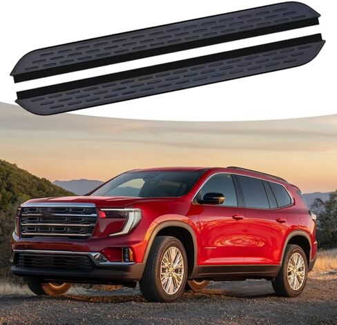 قطعتان من لوحة الجري السوداء بالكامل تناسب 2024 2025 2026 GMC Acadia Side Steps Nerf Bars (3) in Kuwait