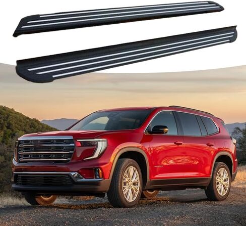 قطعتان من لوحة الجري السوداء بالكامل تناسب 2024 2025 2026 GMC Acadia Side Steps Nerf Bars (3) in Kuwait