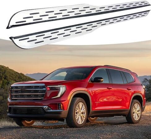 قطعتان من لوحة الجري السوداء بالكامل تناسب 2024 2025 2026 GMC Acadia Side Steps Nerf Bars (3) in Kuwait