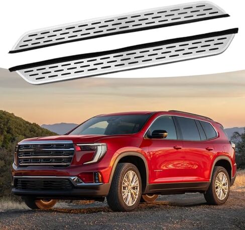 قطعتان من لوحة الجري السوداء بالكامل تناسب 2024 2025 2026 GMC Acadia Side Steps Nerf Bars (3) in Kuwait
