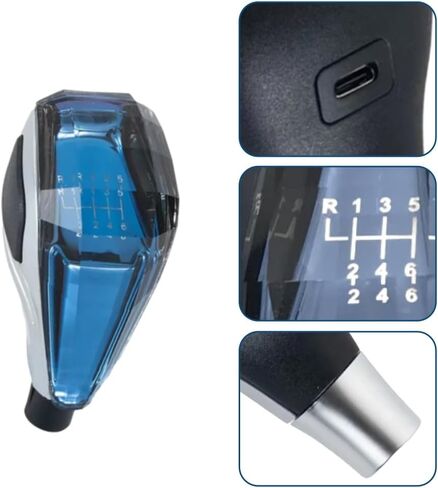 Riloer Shift Knob, 1PC Car Touch-Activated Illuminated Crystal Gear Shift Knob, Compatible with most Six-Speed Manual Transmission Vehicles without Button-Activated Shifters (RGB Color) in Saudi Arabia