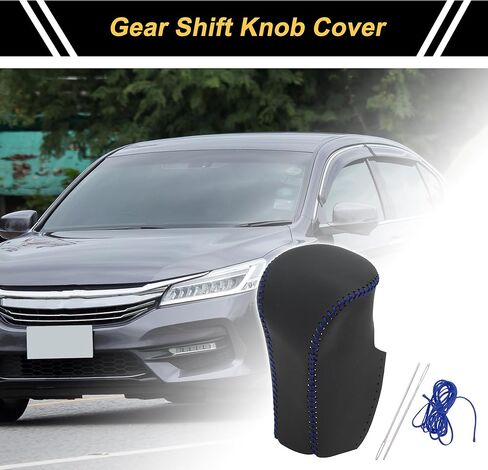 Anti-Slip Gear Shift Knob Cover Car Stick Shifting Handle Protector for Honda Accord 2008-2012 Black Blue Faux Leather in Saudi Arabia