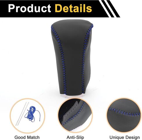 Anti-Slip Gear Shift Knob Cover Car Stick Shifting Handle Protector for Honda Accord 2008-2012 Black Blue Faux Leather in Saudi Arabia