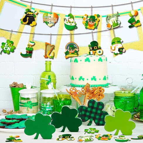 St. Patrick's Day Ornaments Decoration, 36pcs St. Patrick's Day Tree Decorations Wooden Irish Saint Patricks Day Hanging Ornament for St Patricks Day Decorations Accessories in Saudi Arabia