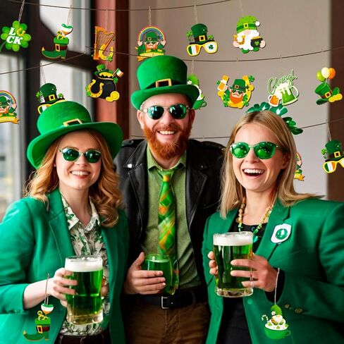 St. Patrick's Day Ornaments Decoration, 36pcs St. Patrick's Day Tree Decorations Wooden Irish Saint Patricks Day Hanging Ornament for St Patricks Day Decorations Accessories in Saudi Arabia
