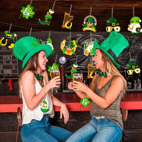 St. Patrick's Day Ornaments Decoration, 36pcs St. Patrick's Day Tree Decorations Wooden Irish Saint Patricks Day Hanging Ornament for St Patricks Day Decorations Accessories in Saudi Arabia