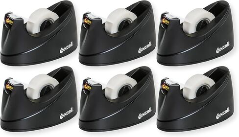 Excell EX-116BK OfficePlus Tape Dispenser, Black; for 1 Inch Core 3/4" Wide Clear Tape Rolls; Maximum Tape Roll Diameter 2-1/2 Inches; Sand Weighted Base with Non-Slip Rubber Pad in Saudi Arabia