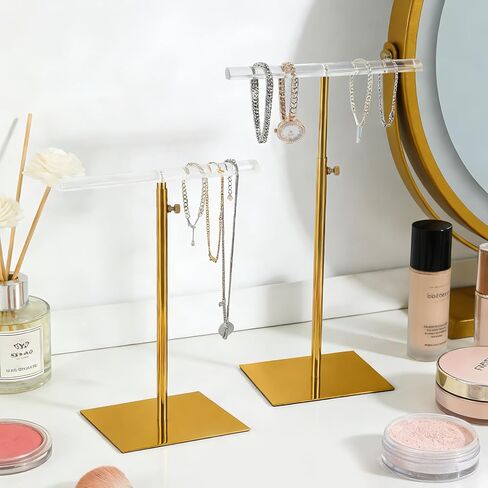 Jewelry Display Stand, 2PCS T Bar Purse Handbag Holder Adjustable Height Stainless Steel 13.3~21.2 Inches Showcase Rack for Retail Boutique or Home Closet in Saudi Arabia