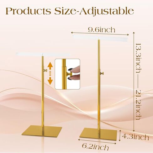 Jewelry Display Stand, 2PCS T Bar Purse Handbag Holder Adjustable Height Stainless Steel 13.3~21.2 Inches Showcase Rack for Retail Boutique or Home Closet in Saudi Arabia