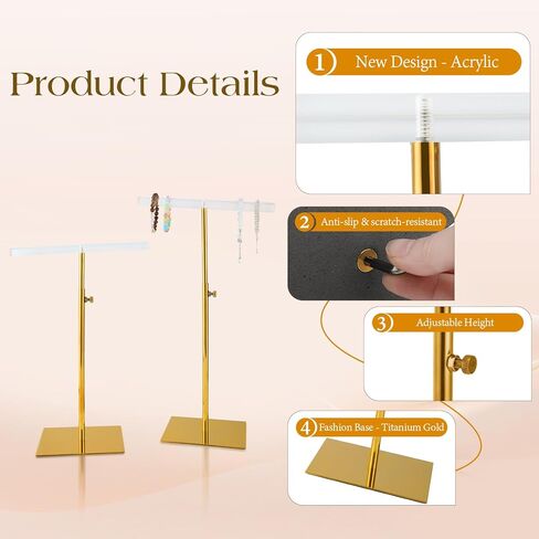 Jewelry Display Stand, 2PCS T Bar Purse Handbag Holder Adjustable Height Stainless Steel 13.3~21.2 Inches Showcase Rack for Retail Boutique or Home Closet in Saudi Arabia