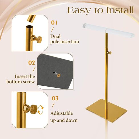 Jewelry Display Stand, 2PCS T Bar Purse Handbag Holder Adjustable Height Stainless Steel 13.3~21.2 Inches Showcase Rack for Retail Boutique or Home Closet in Saudi Arabia