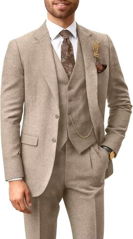 تويد بدلة رجالي سليم صالح 3 قطع متعرجة بدلة زفاف رجالي البدلات الرسمية حفلة موسيقية البدلة سترة سترة السراويل in Kuwait