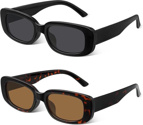 Rectangle Sunglasses for Womens Men - Trendy Y2K Retro Sun Glasses 90’s Vintage Fashion UV400 Protection Eyeglasses in Saudi Arabia
