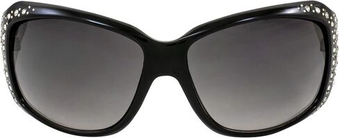 Rodeo Queen 2 زوج من النظارات الشمسية النسائية الأنيقة بإطار أسود مع قطعة معدنية بأحجار الراين اللامعة وعدسات متدرجة دخانية in Kuwait