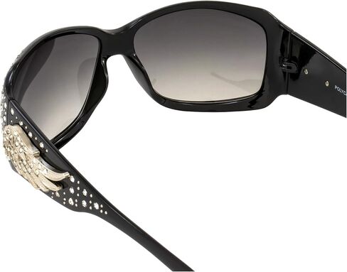 Rodeo Queen 2 زوج من النظارات الشمسية النسائية الأنيقة بإطار أسود مع قطعة معدنية بأحجار الراين اللامعة وعدسات متدرجة دخانية in Kuwait