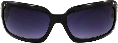 Rodeo Queen 2 زوج من النظارات الشمسية النسائية الأنيقة بإطار أسود مع قطعة معدنية بأحجار الراين اللامعة وعدسات متدرجة دخانية in Kuwait