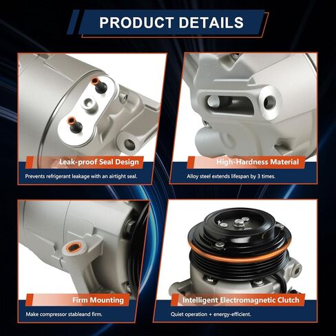 ضاغط تكييف هواء CO-11483C متوافق مع شيفروليه كولورادو 2015-2021 2.5 لتر، إكوينوكس 2018-2021 1.5 لتر؛ متوافق مع جي إم سي كانيون 2015-2021 2.5 لتر بديل # 23106025 AIH299 1522380 in Kuwait