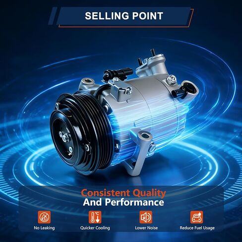 ضاغط تكييف هواء CO-11483C متوافق مع شيفروليه كولورادو 2015-2021 2.5 لتر، إكوينوكس 2018-2021 1.5 لتر؛ متوافق مع جي إم سي كانيون 2015-2021 2.5 لتر بديل # 23106025 AIH299 1522380 in Kuwait